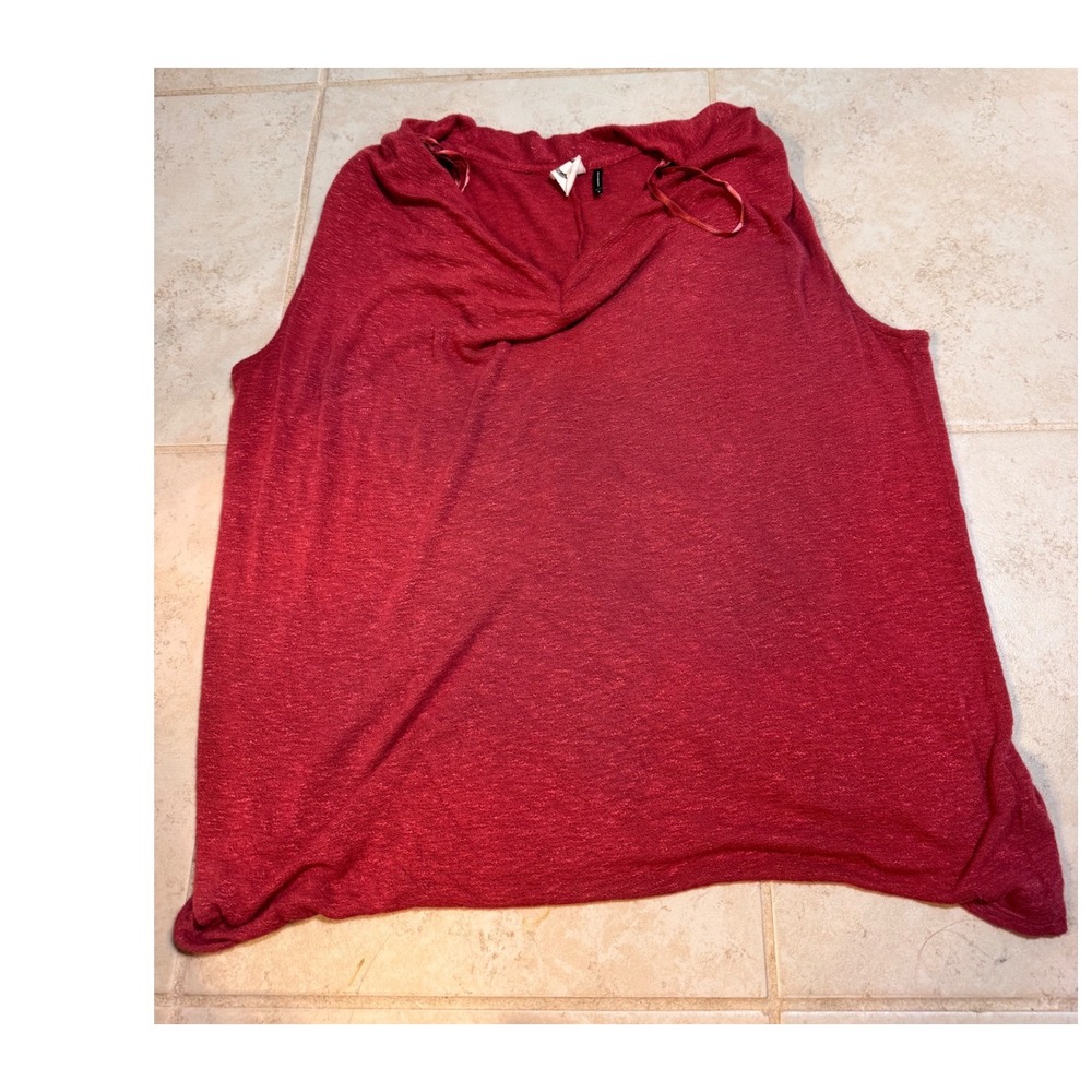 Anthropologie Akemi + Kin Cowl Neck Sleeveless Top Berry Red Knit Medium - Picture 3 of 9
